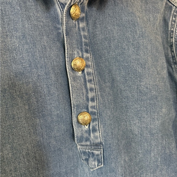 Lane Bryant|Dark Blue Denim Top with boho gold buttons,oversized boyfriend fit• - Picture 7 of 13